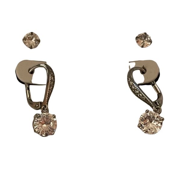 NWT Giani Bernini sterling silver cubic zirconia drop and stud earrings - Picture 8 of 11